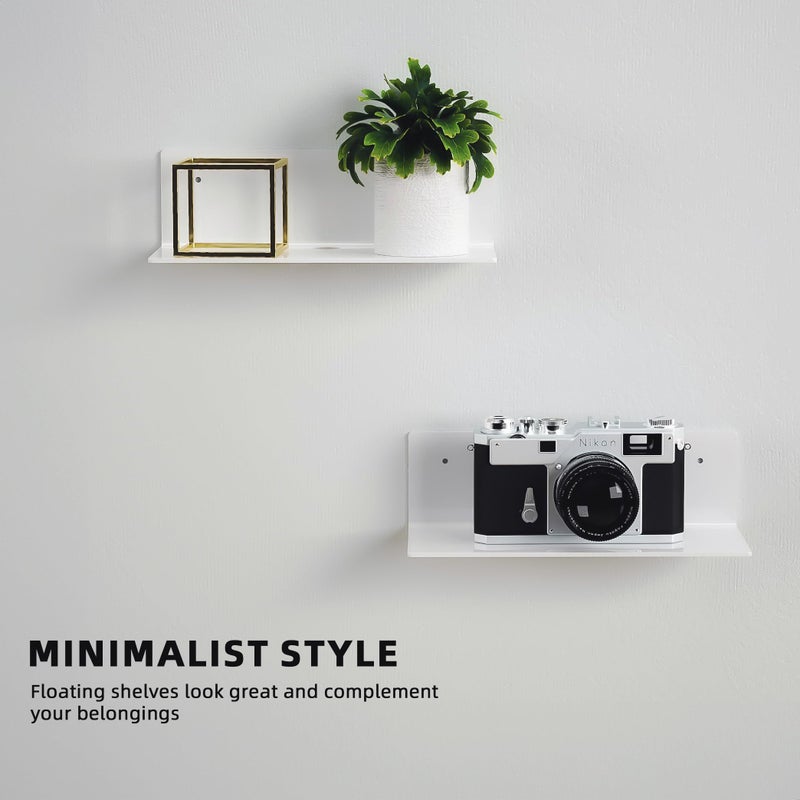 LUOBAO Acrylic Small Adhesive Wall Shelves,Mini Floating Shelves,Acrylic Display Shelves,Ledges for Pop Figures,Plant,Picture Photo Modern Wall for Bedroom Decor Living Room - Image 4